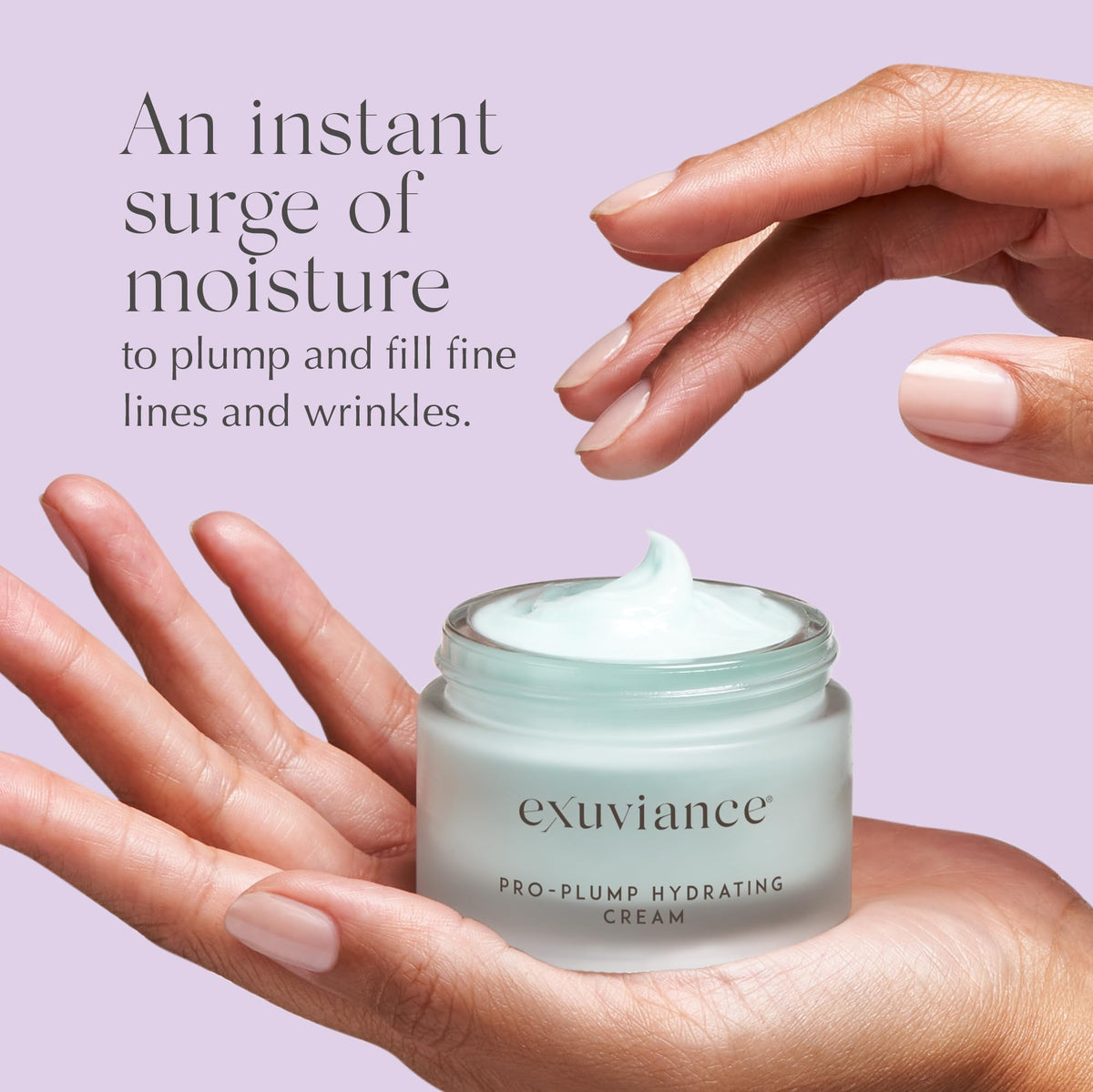 EXUVIANCE cream on hand demonstrating quick absorption and smooth finish
