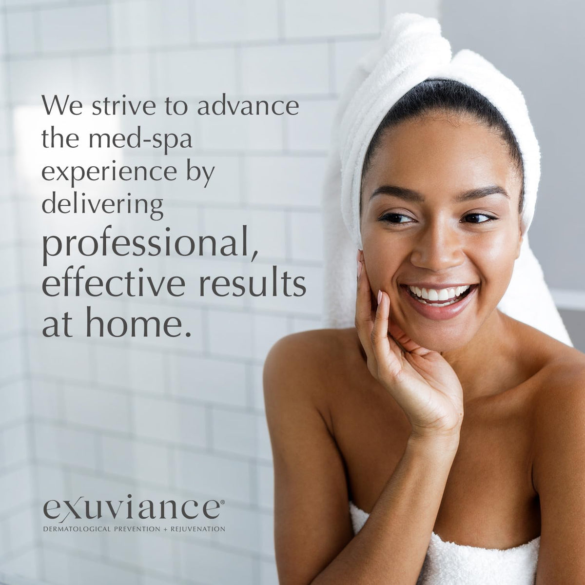EXUVIANCE before and after skin texture comparison showing visible smoothing