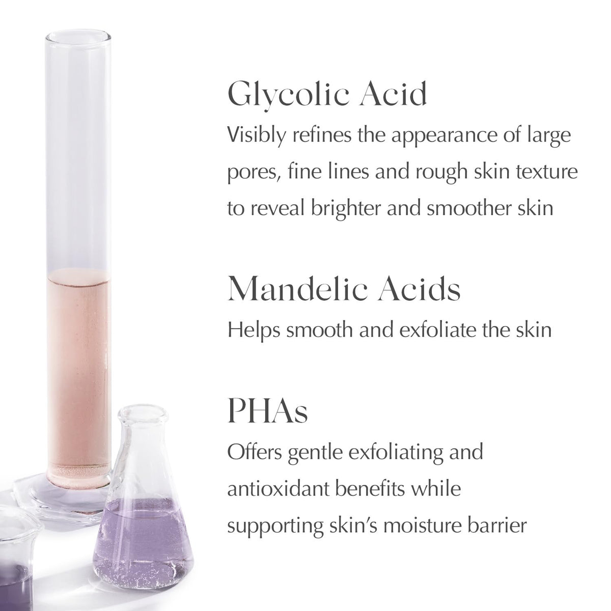 EXUVIANCE product label close-up showing key acids for informed choice
