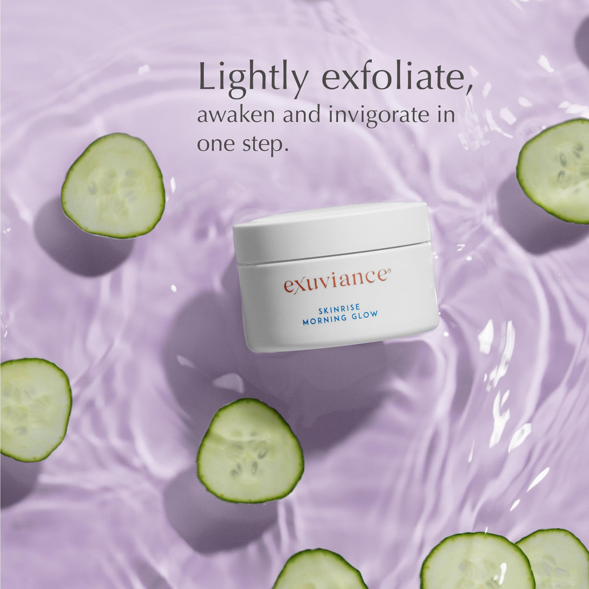 EXUVIANCE open jar with a pad visible offering convenient daily use