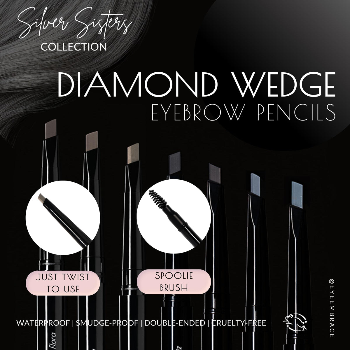 Eye Embrace close-up of angled diamond wedge tip for precise strokes