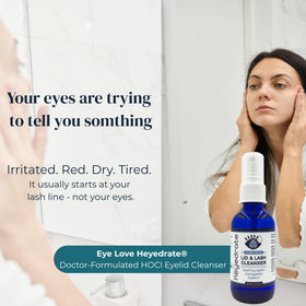 Eye Love pump nozzle detail demonstrating controlled dispensing benefit