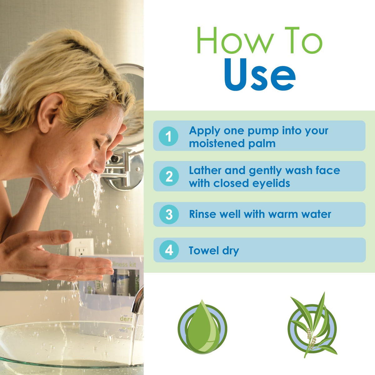 EYEECO bottle on bathroom sink suggesting daily gentle skincare routine