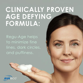 EyeEco dispensing a small pump of cleanser for gentle dosing