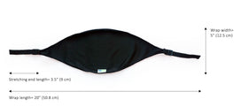 EYEECO mask beside a ruler illustrating measurements for proper fit