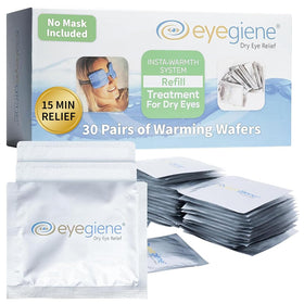 EyeGiene refill pack front view showing 30 pairs and benefits