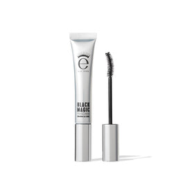 Eyeko mascara front packaging showing bold black finish and compact size benefit