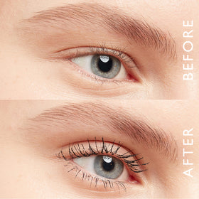 Eyeko mascara swatch showing rich carbon black pigment and smooth application benefit