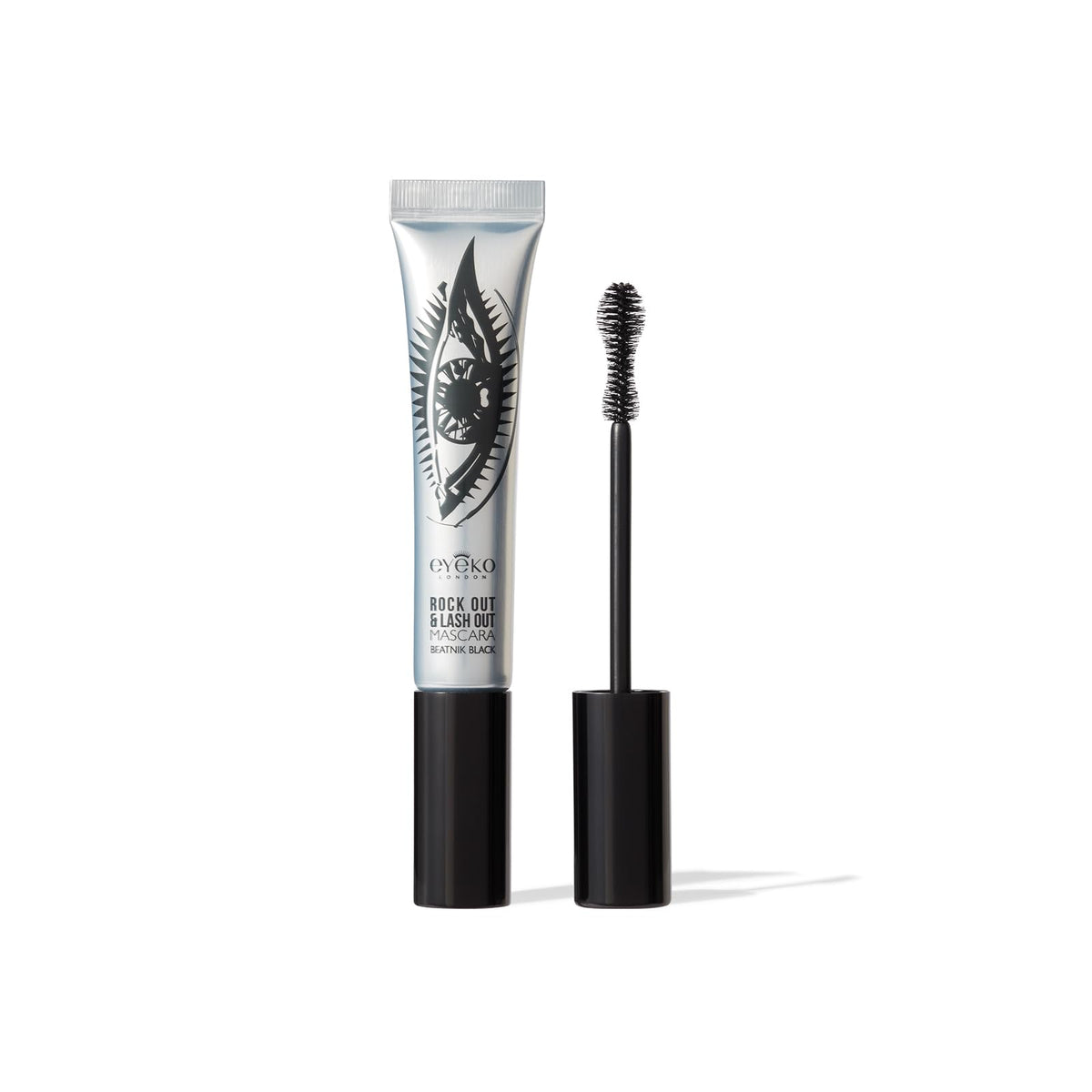 Eyeko mascara front packaging showing bold branding and compact tube
