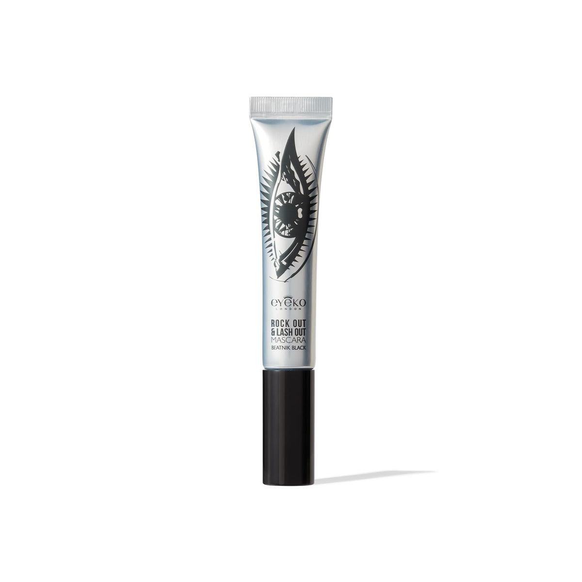 Eyeko mascara held in hand showing compact 8ml scale