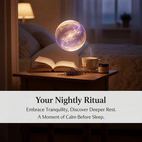 EYUTRD product styled on bedside table with lavender sprig suggesting calming sleep ritual