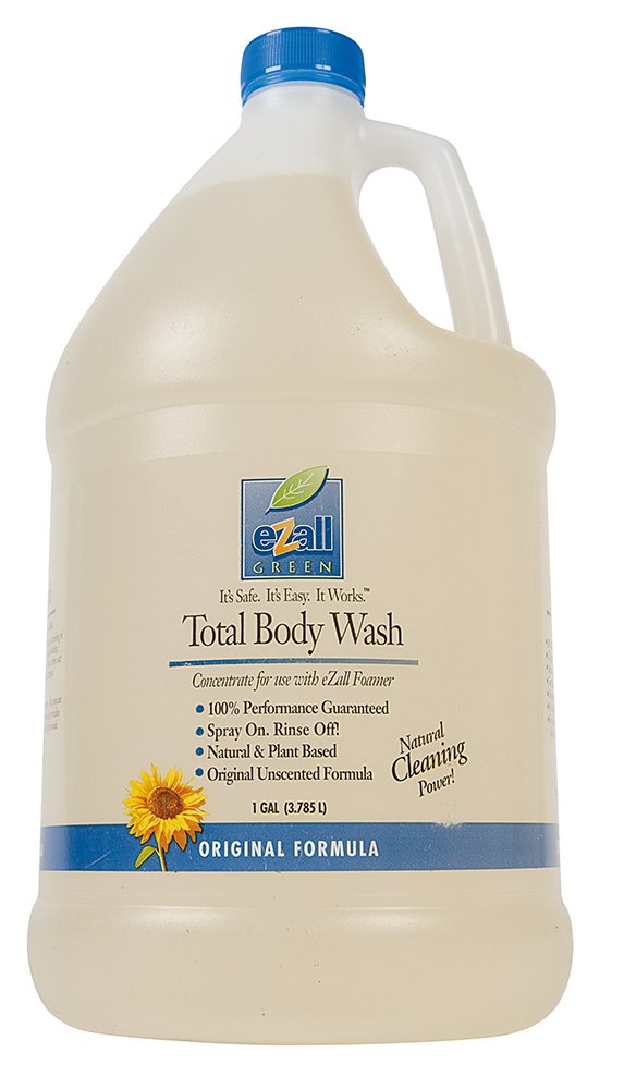 eZall gallon bottle front label showing product and brand benefits