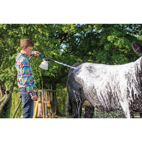 eZall body wash being applied to horse showing easy rinsing benefit