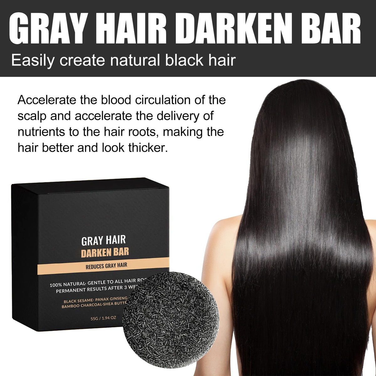 F FENG PEI ingredients display with black sesame and argan oil for natural darkening