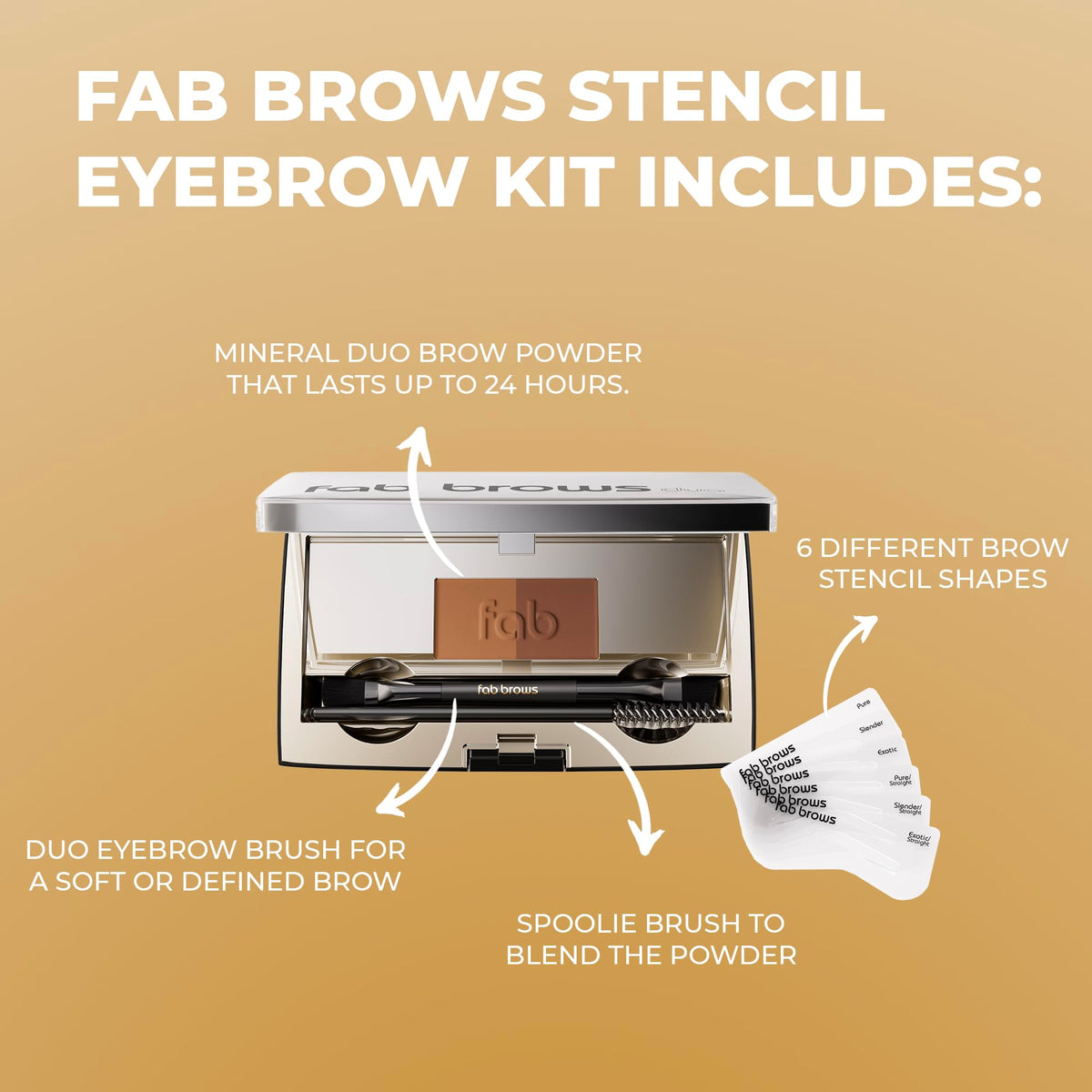Fab Brows dual-ended brush close-up showing angled tip and spoolie for blending