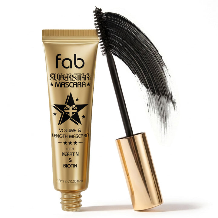 Fab Brows front packaging of Fab Superstar Mascara showing clean branding and benefit