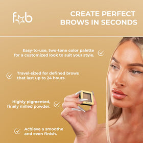 Fab Brows angled brush picking up powder for precise eyebrow strokes