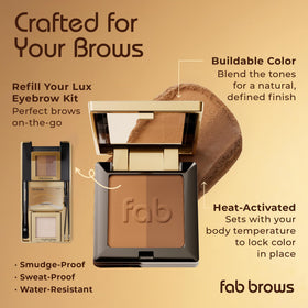 Fab Brows refill installed inside Lux Eyebrow Kit to demonstrate compact fit