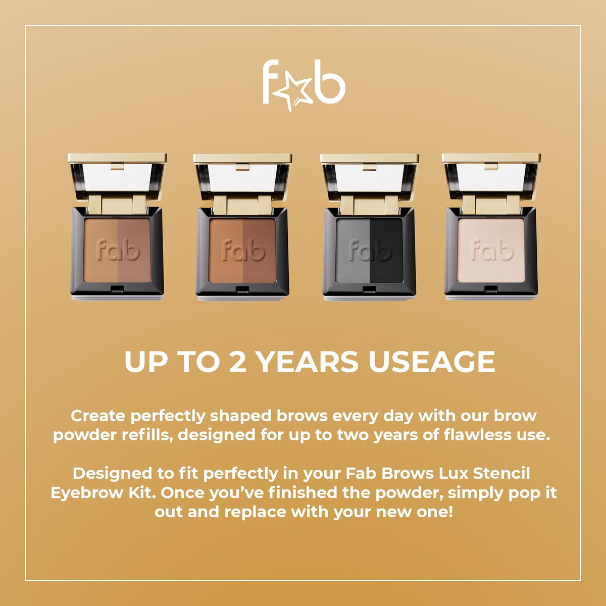 Fab Brows refill packaging label highlighting cruelty-free paraben-free formula