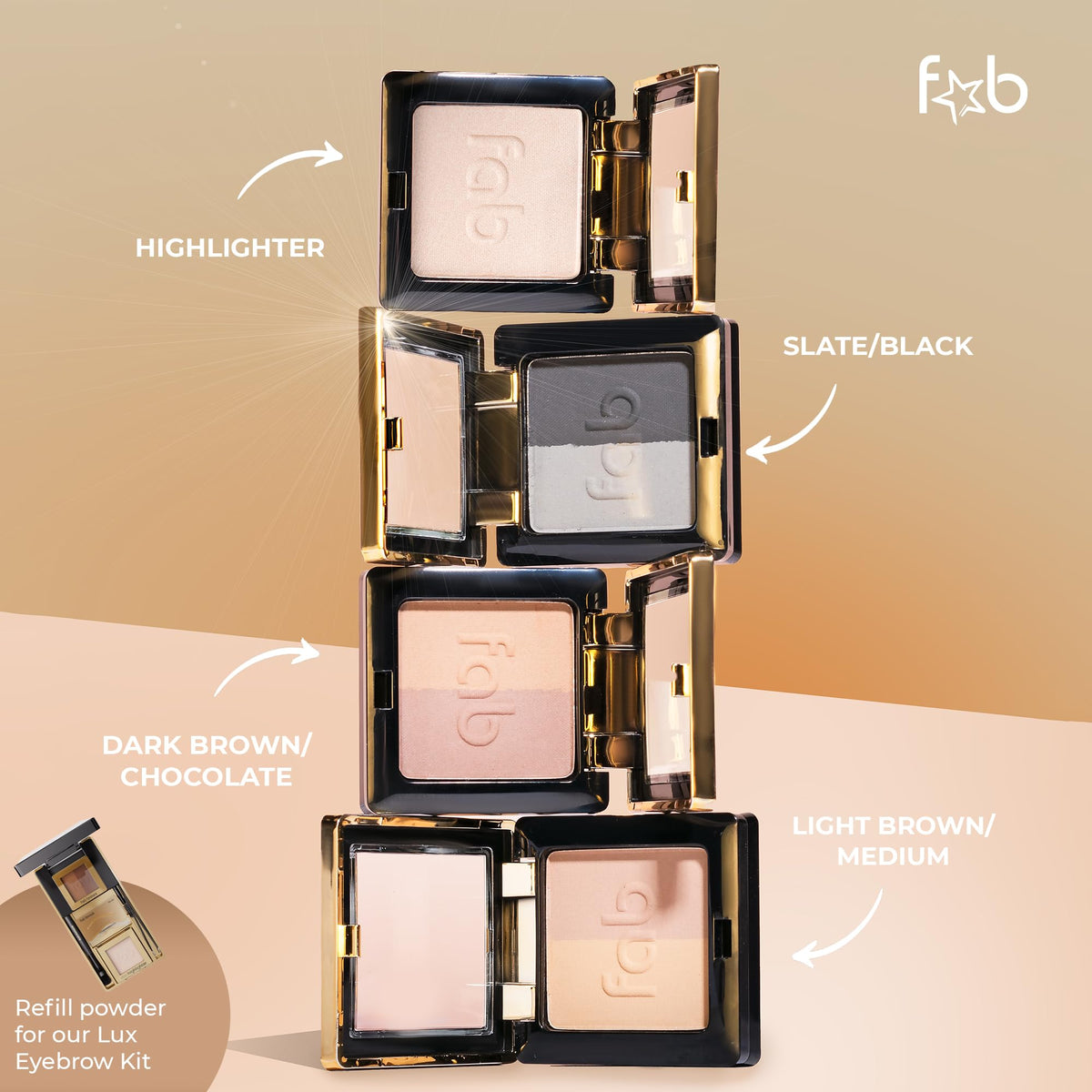Fab Brows refill next to a coin to show compact size and portability