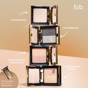 Fab Brows refill next to a coin to show compact size and portability