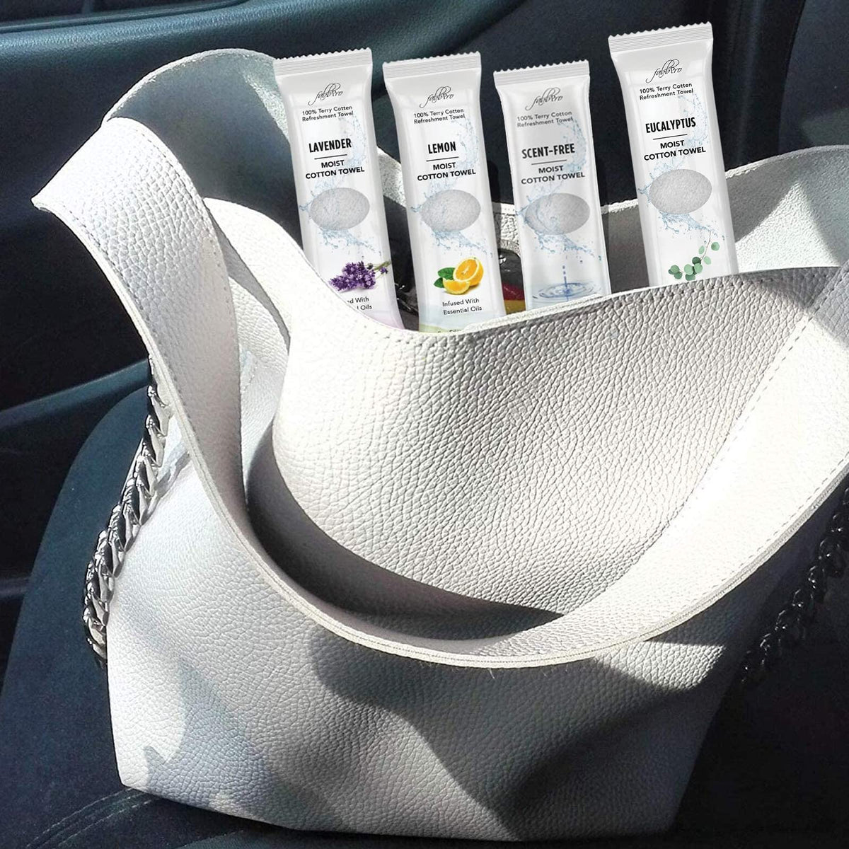 FABBPRO chilled towel from cooler in beach bag, cooling relief outdoors