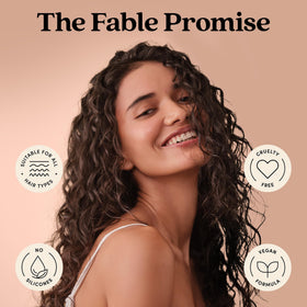 Bathroom shelf with Fable & Mane used during daily styling routine