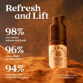 Fable & Mane application at roots demonstrating quick oil absorption and lift