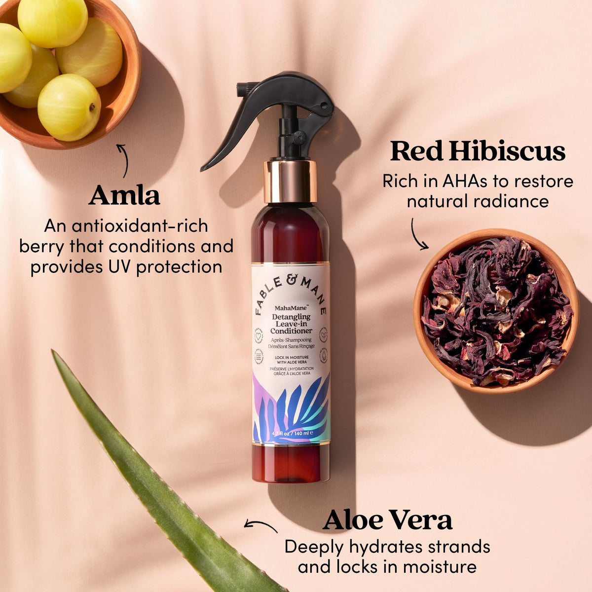 Fable & Mane bottle next to ruler illustrating travel-friendly size