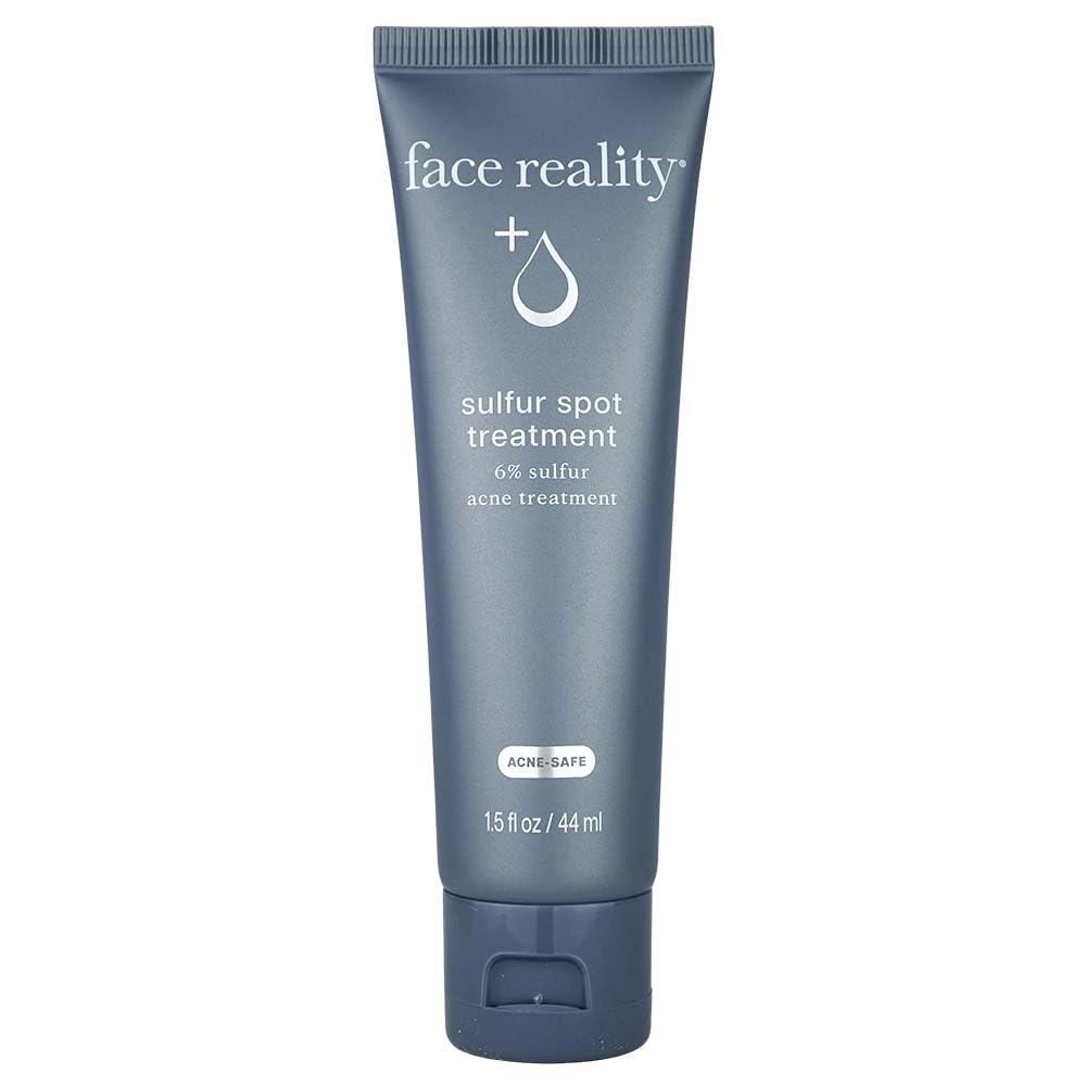 Face Reality Skincare tube front view showing compact spot-treatment for faster blemish calming