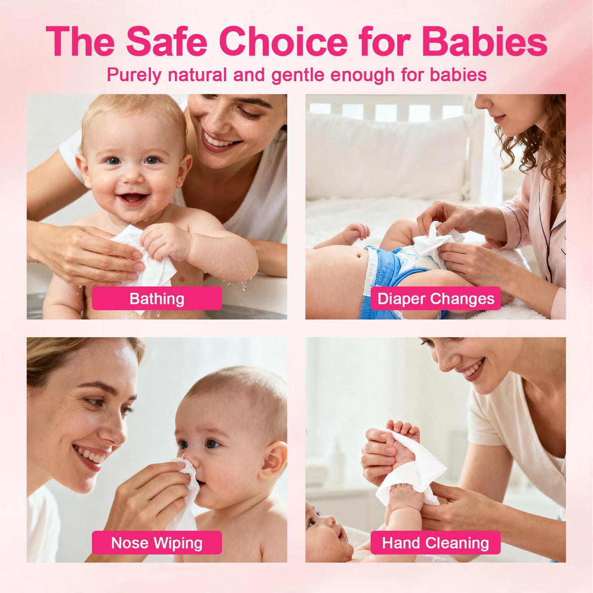 FACEMADE used for baby care showing gentle, lint-free cleaning benefit