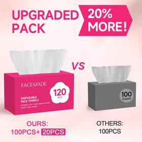 FACEMADE towel removing foundation demonstrating gentle cleansing