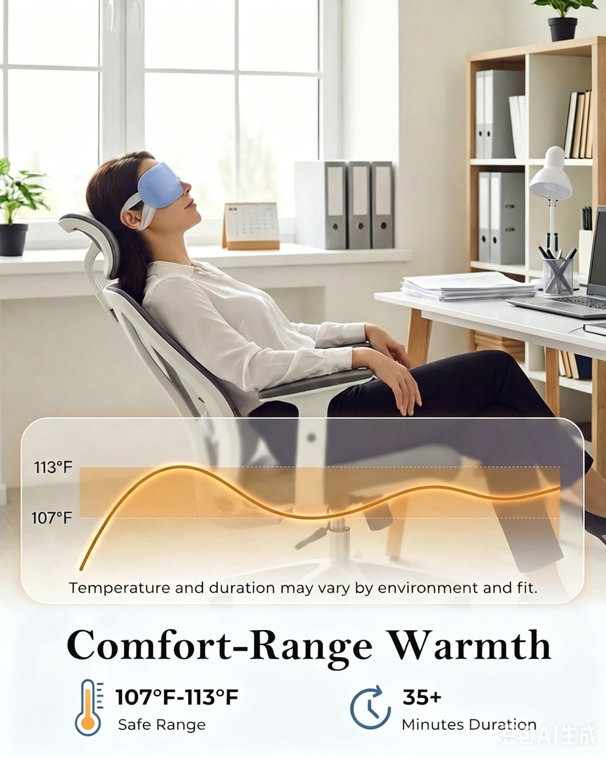 FACEMOON mask on model demonstrating comfortable steam coverage
