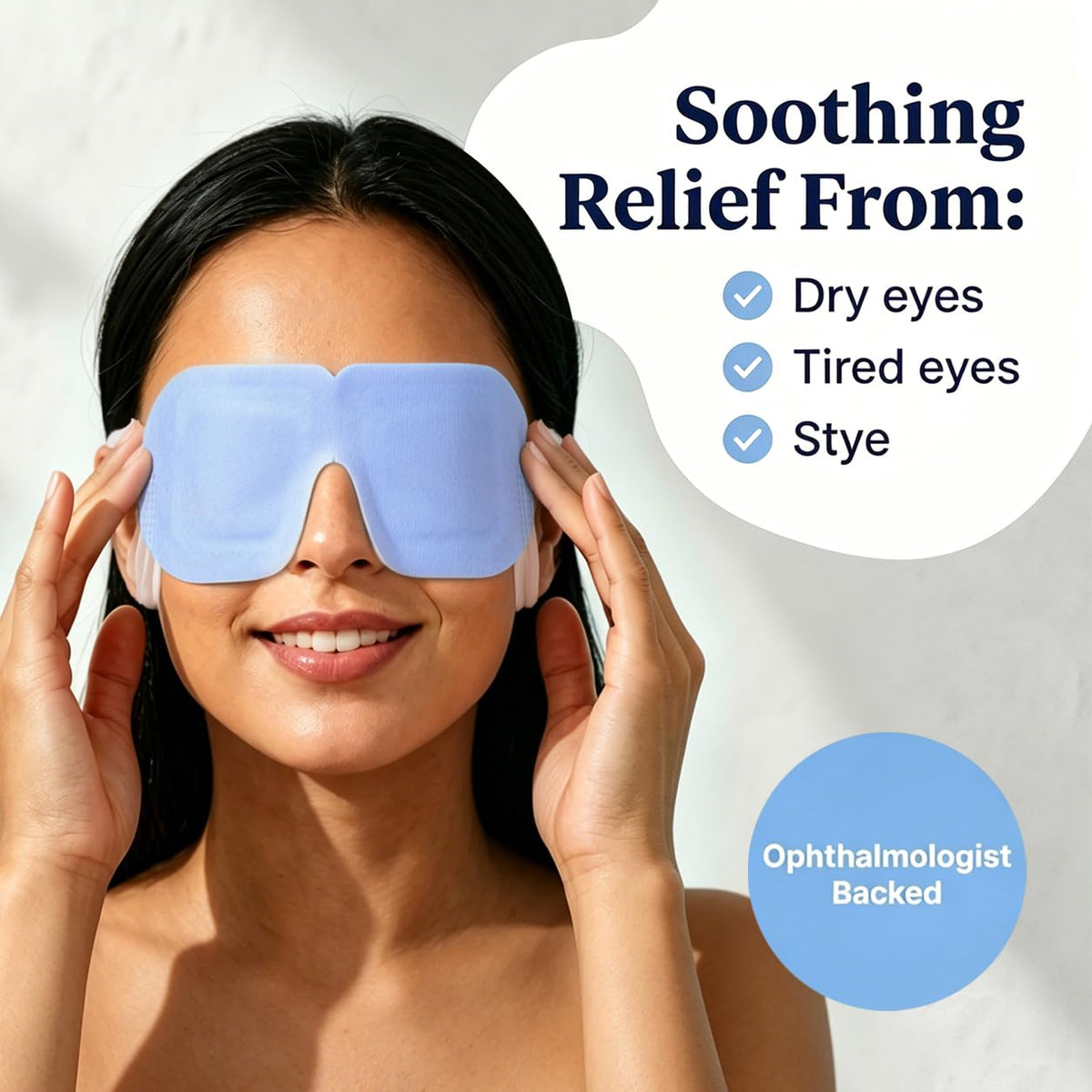 FACEMOON single blue steam mask flat demonstrating ready-to-use comfort