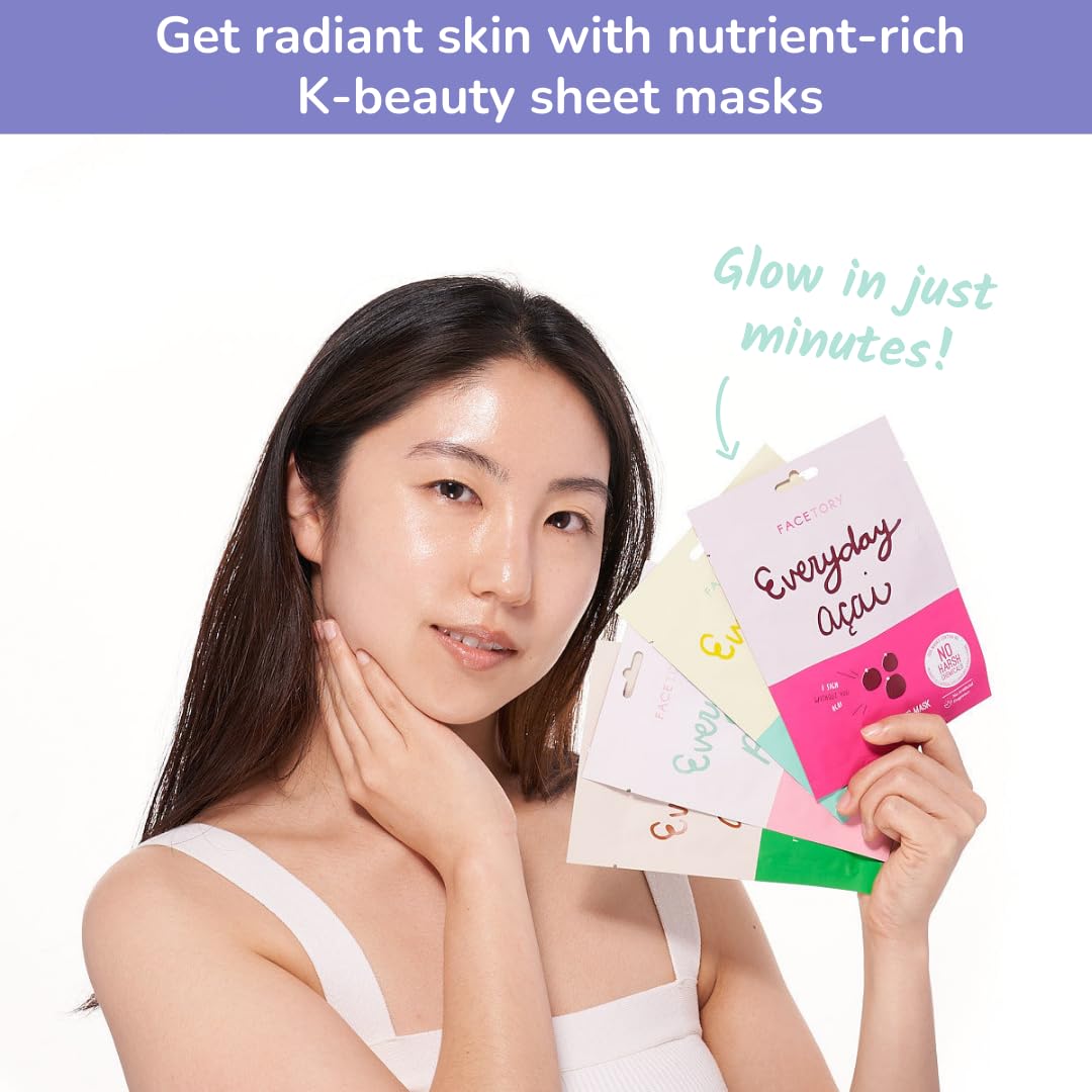 FACETORY close-up of a single mask packet highlighting ingredient focus and ease