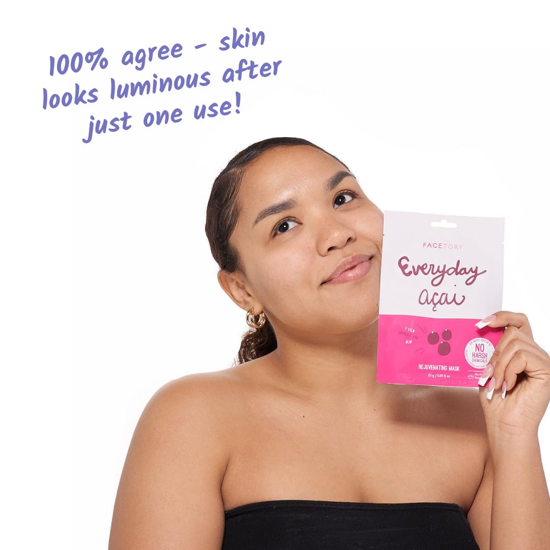 FACETORY model applying sheet mask demonstrating comfortable, cooling fit