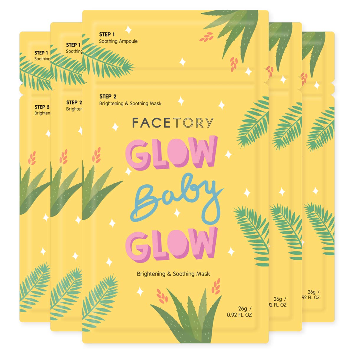 FACETORY front packaging showing Glow Baby Glow benefits and product identity