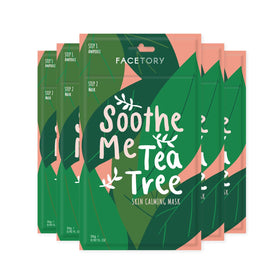 FACETORY front packaging showing calming tea tree mask benefits