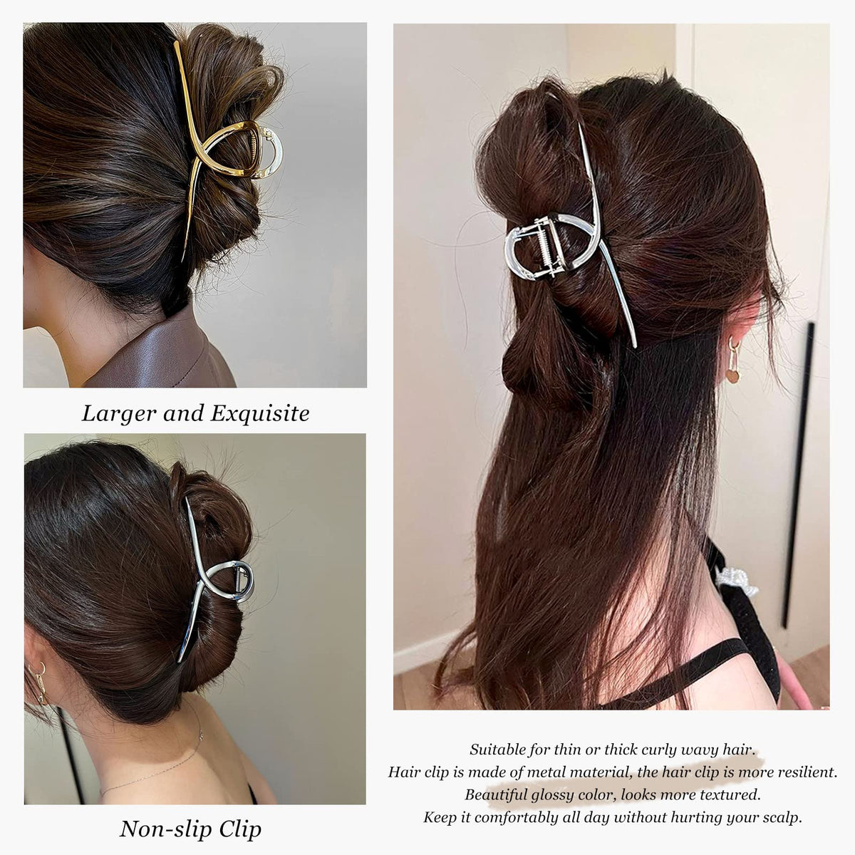 FAELBATY clip worn in a half-up style showing secure hold for long hair