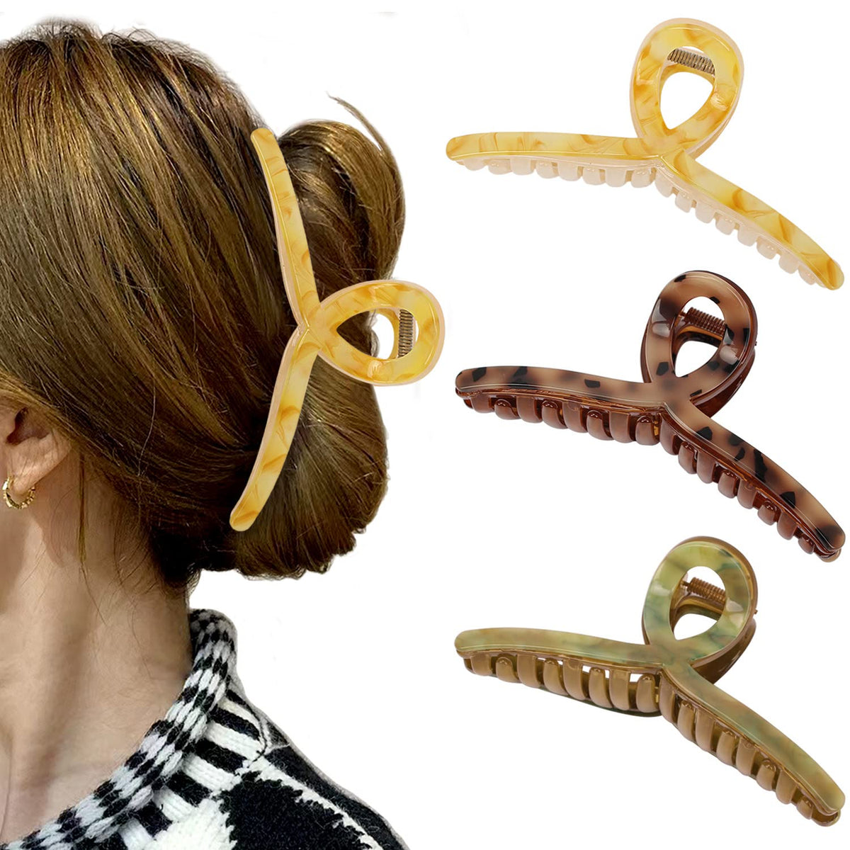 FAELBATY front packaging showing three 5.1" butterfly clips, gift-ready appeal