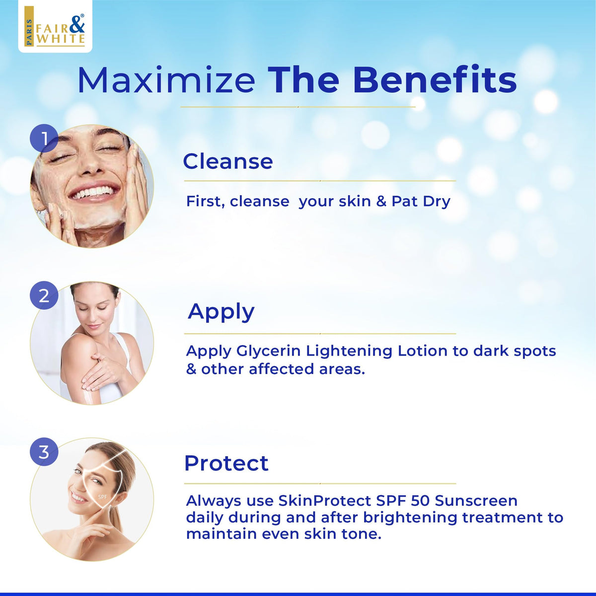 Fair and White mixed with moisturizer to show compatibility and enhanced hydration