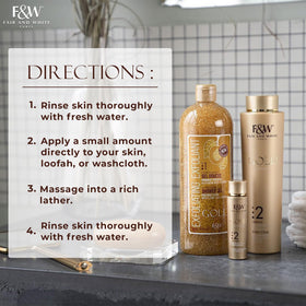FAIR & WHITE ingredients label highlighting apricot seed powder benefit: transparent ingredient info