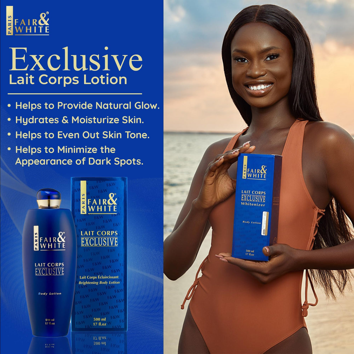 FAIR & WHITE pump dispensed lotion texture demonstrating quick absorbency