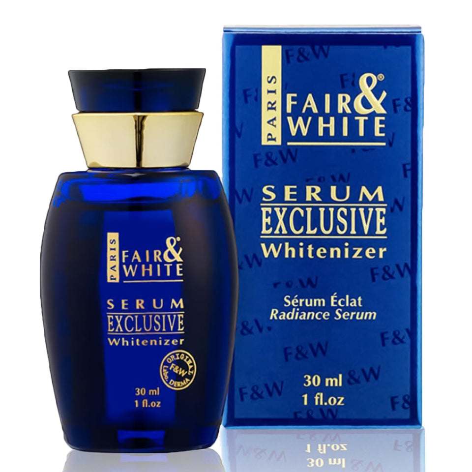FAIR & WHITE bottle front view showing sleek packaging and brightening benefit