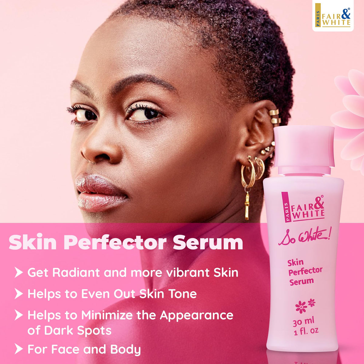 FAIR & WHITE open dropper revealing lightweight serum texture
