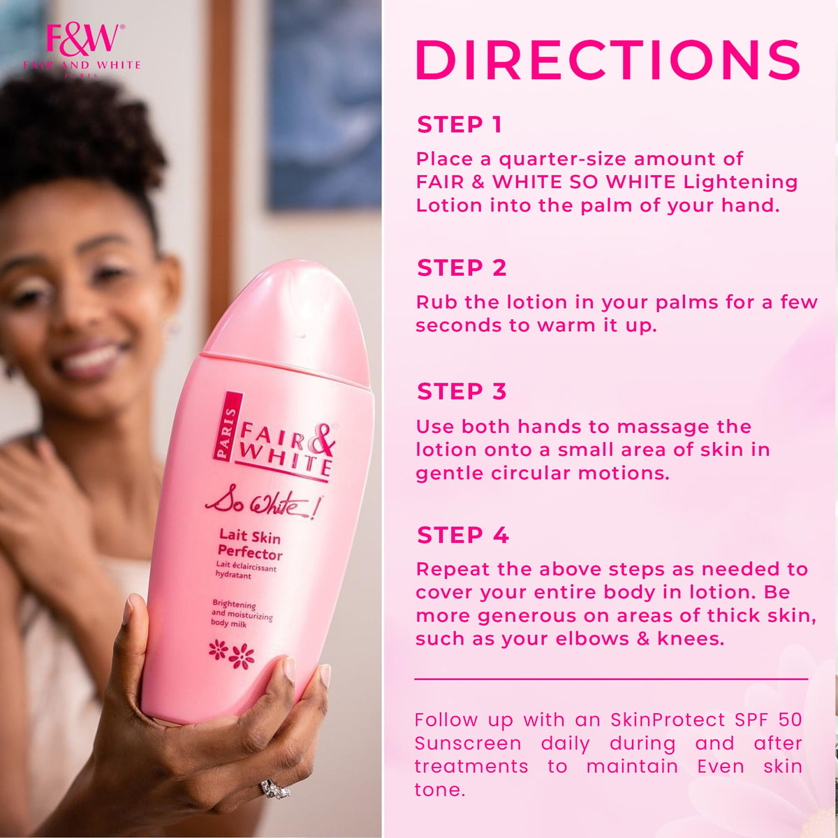 FAIR & WHITE applied on elbow to target dark spots and improve even tone