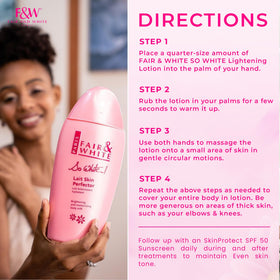 FAIR & WHITE applied on elbow to target dark spots and improve even tone