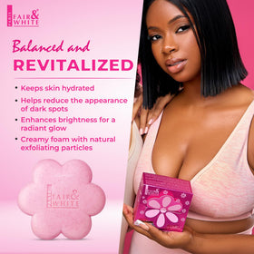 Fair & White rich foam lather on hand illustrating cleansing and moisturizing