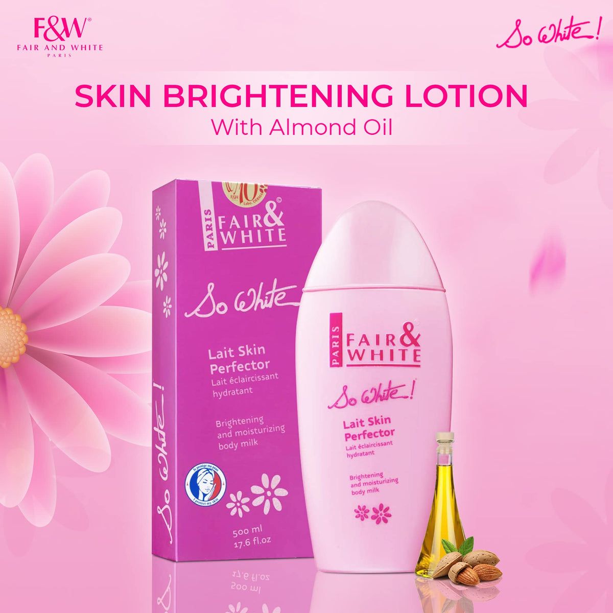 FAIR & WHITE lotion texture close-up demonstrating lightweight, non-greasy hydration