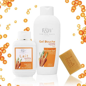 FAIR & WHITE ingredients label highlighting carrot oil and apricot